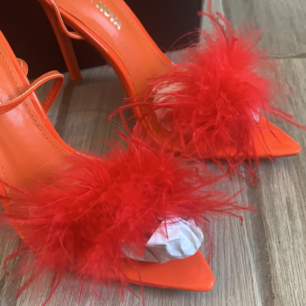 Brand New Fashion Nova Orange Sexy Strap Heels - Picture 4 of 10